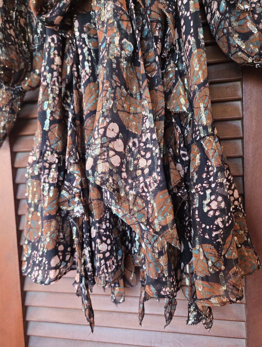 Ulla Johnson Natalia Silk-Blend Ruffled Lurex Mini Dress in Umber, Size 2 - Picture 6 of 9